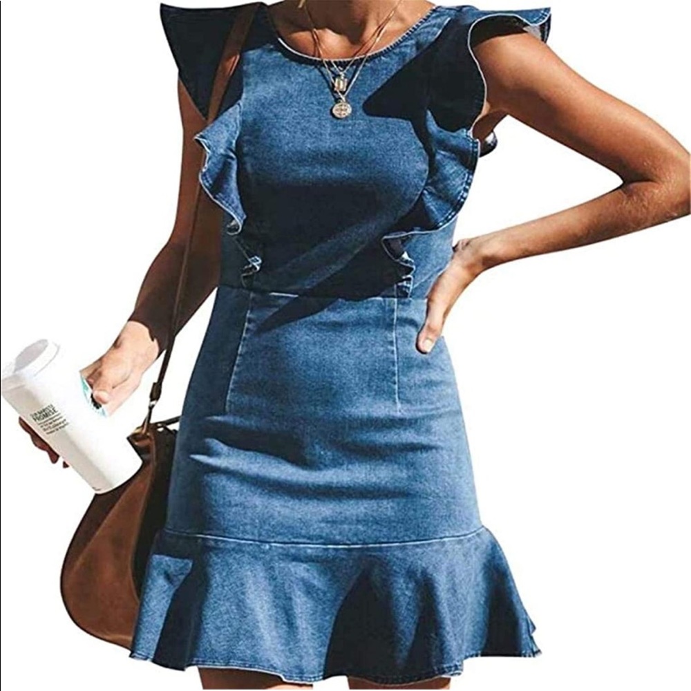 Denim mini blue bodycon Jean dress